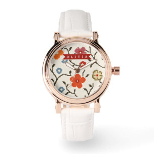 Reloj De Pulsera Folk Escandinavo Boho Vintage Floral Personalizado