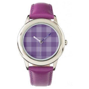 Reloj De Pulsera Fondo a cuadros violeta