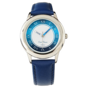 Reloj De Pulsera Fondo azul cristalizado de imagen y nombre persona