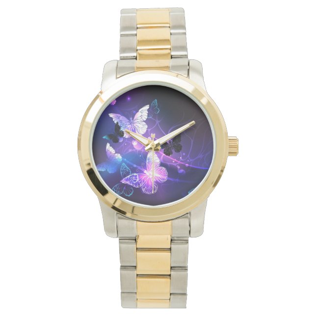 Reloj De Pulsera Fondo con mariposas nocturnas (Anverso)