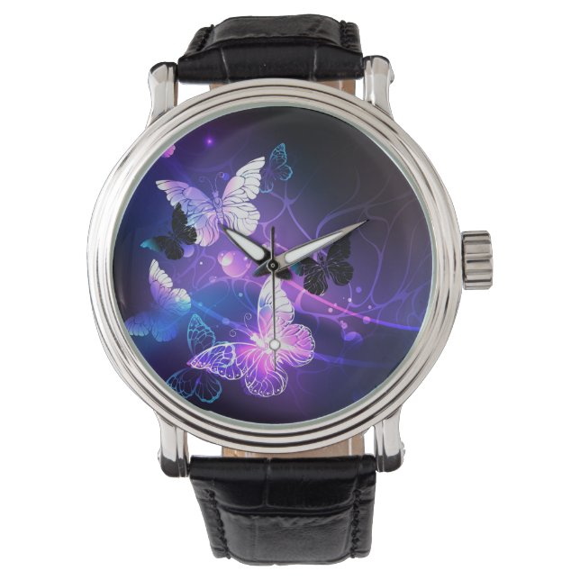 Reloj De Pulsera Fondo con mariposas nocturnas (Anverso)