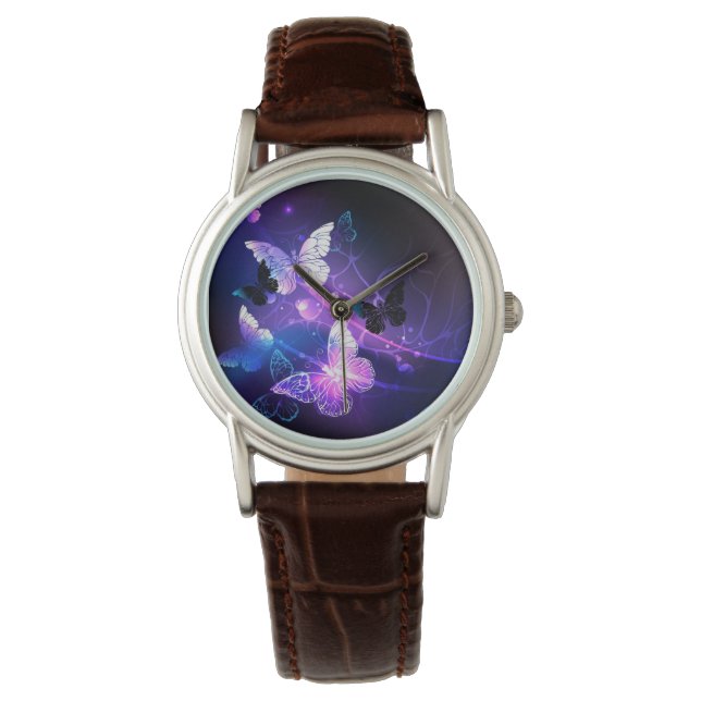 Reloj De Pulsera Fondo con mariposas nocturnas (Anverso)