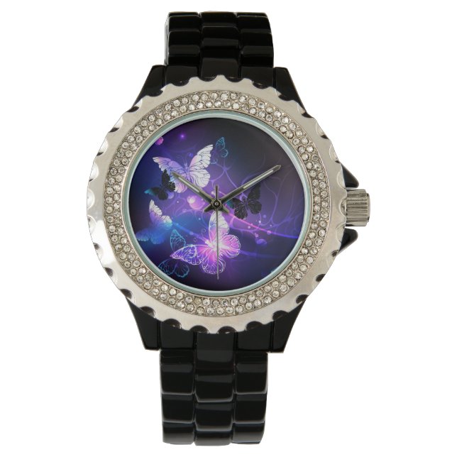 Reloj De Pulsera Fondo con mariposas nocturnas (Anverso)