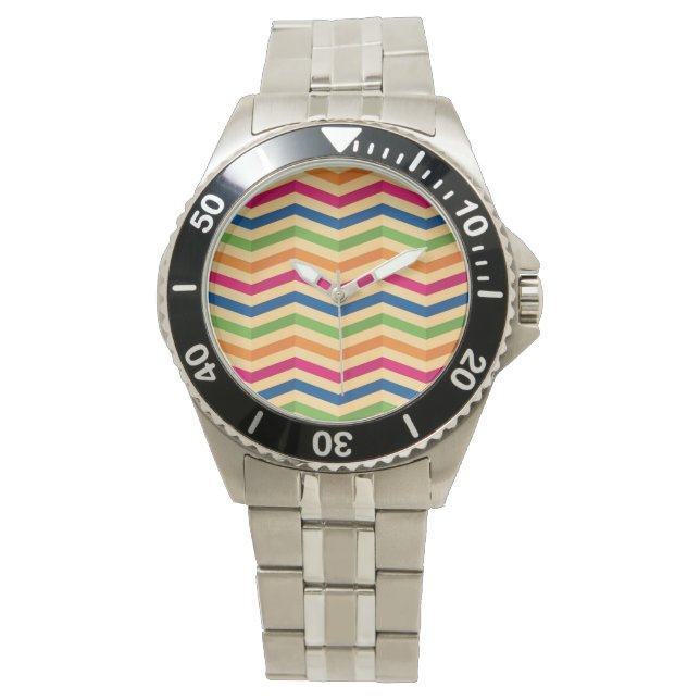 Reloj De Pulsera Fondo con rayas en retro (Anverso)