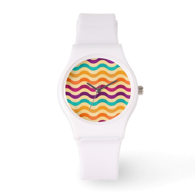 Reloj De Pulsera Fondo con rayas en retro 2 (Anverso)