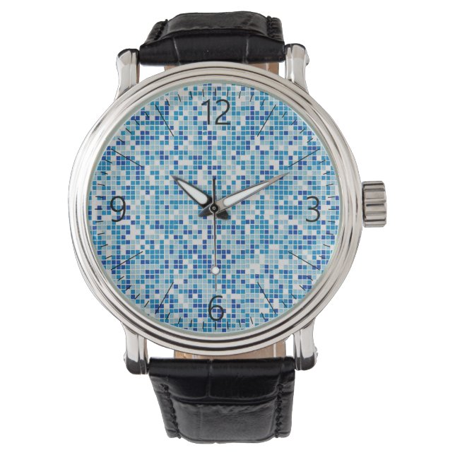 Reloj De Pulsera Fondo de azulejos azules (Anverso)