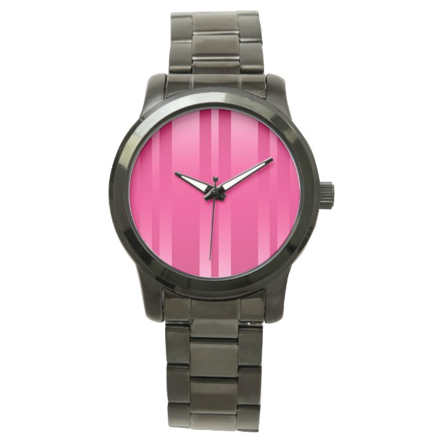 Reloj De Pulsera Fondo de bandas rosadas (Anverso)
