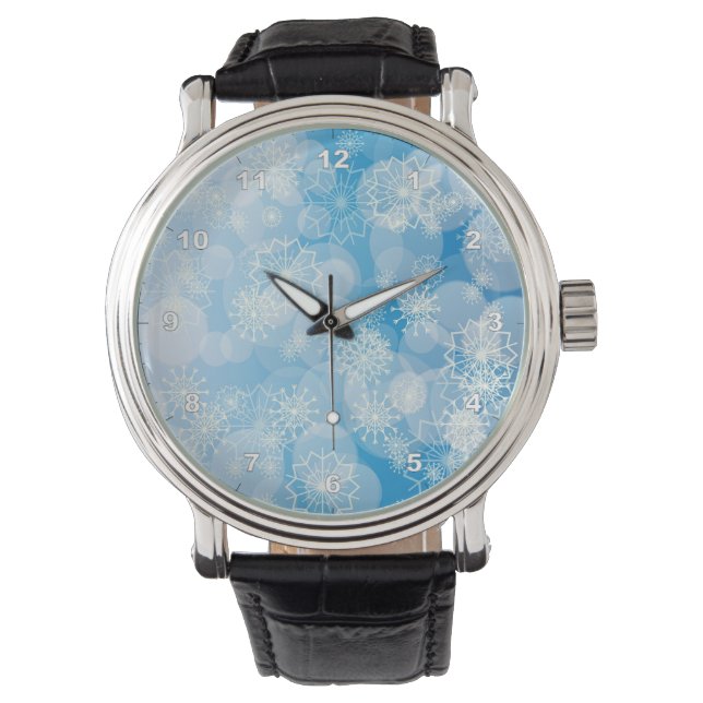 Reloj De Pulsera Fondo de copo de nieve  (Anverso)