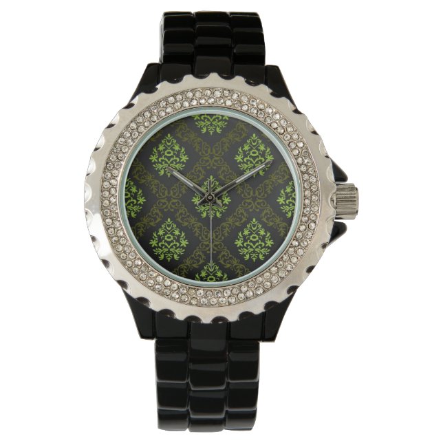 Reloj De Pulsera Fondo de escritorio Floral Verde (Anverso)