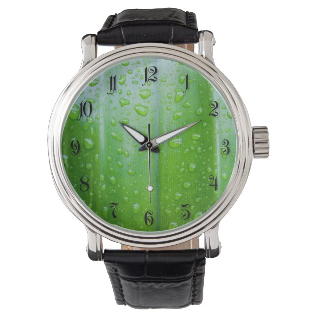 Reloj De Pulsera Fondo de hojas verdes (Anverso)
