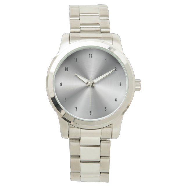 Reloj De Pulsera Fondo de impresión de acero inoxidable brillante (Anverso)