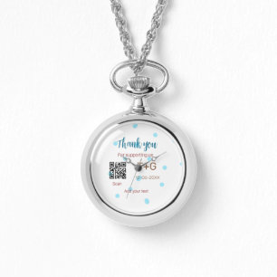 Reloj De Pulsera Fondo de luna de miel Agregar código Q R nombre de