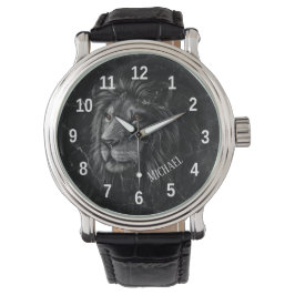 Reloj De Pulsera Fondo De Mármol De León Blanco Y Negro De Guay