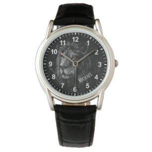 Reloj De Pulsera Fondo De Mármol De León Blanco Y Negro De Guay