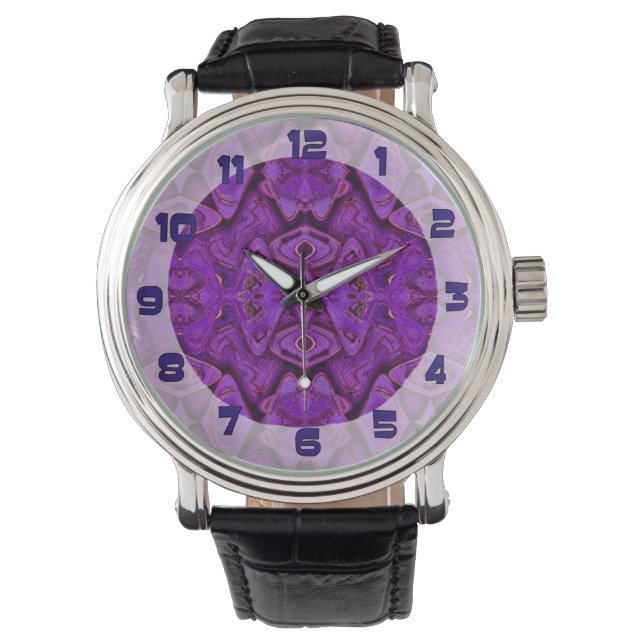 Reloj De Pulsera fondo de patrón púrpura (Anverso)