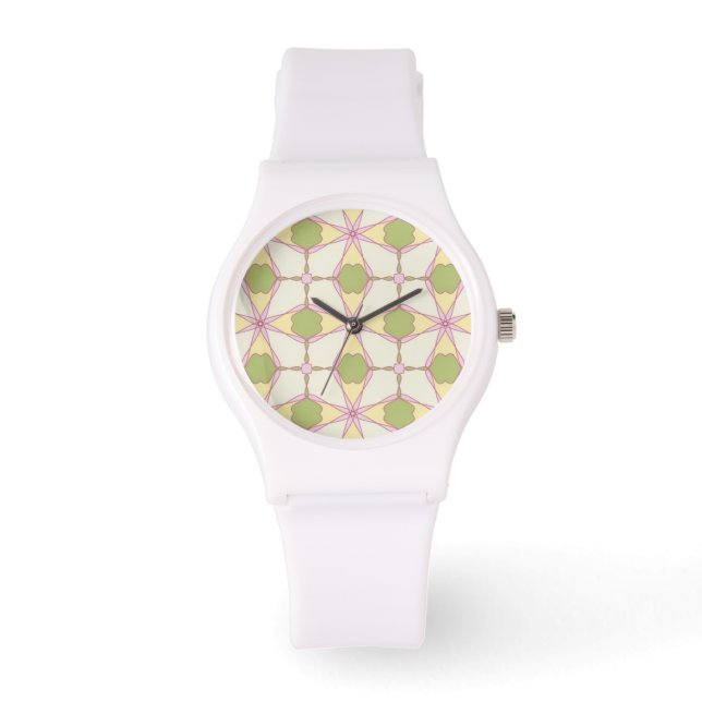 Reloj De Pulsera Fondo de patrón retro colorido 3 (Anverso)