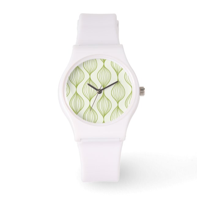 Reloj De Pulsera Fondo de patrón verde vertical (Anverso)