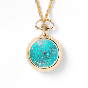 Reloj De Pulsera Fondo de Relieve metalizado turquesa de mimbre