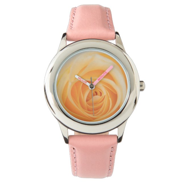 Reloj De Pulsera fondo de rosa de albaricoque (Anverso)