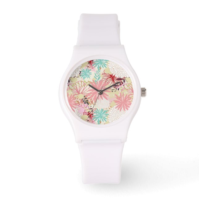 Reloj De Pulsera Fondo floral 4 (Anverso)