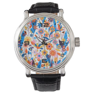 Reloj De Pulsera Fondo floral exótico multicolor-32939