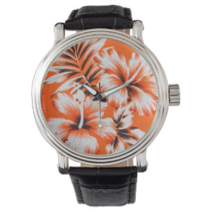 Reloj De Pulsera Fondo hawaiano de la flor del hibisco