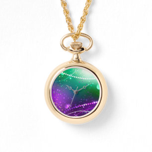 Reloj De Pulsera Fondo morado festivo Mardi Gras