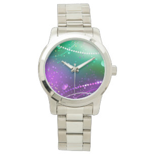 Reloj De Pulsera Fondo morado festivo Mardi Gras
