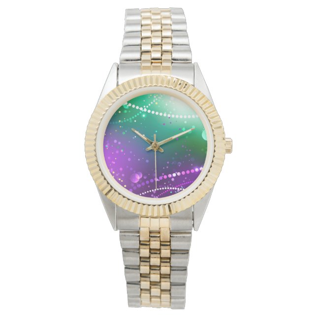 Reloj De Pulsera Fondo morado festivo Mardi Gras (Anverso)