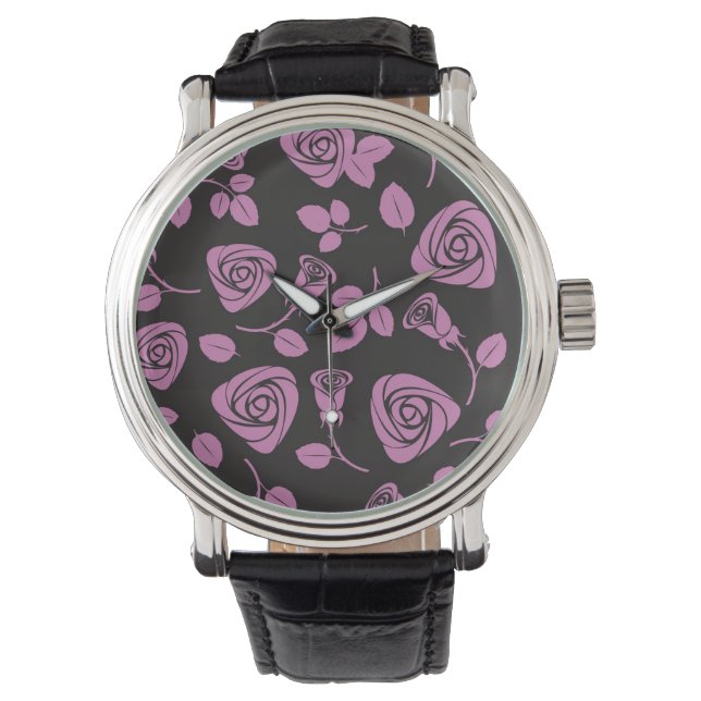 Reloj De Pulsera Fondo Rosa floral (Anverso)