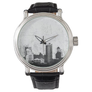 Reloj De Pulsera Fondo sucio de la ciudad en blanco y negro