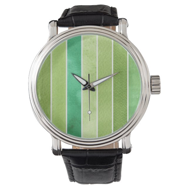 Reloj De Pulsera fondo verde de gran acuarela - acuarela (Anverso)