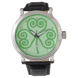 Reloj De Pulsera Fondo verde Shamrock Writing Watch