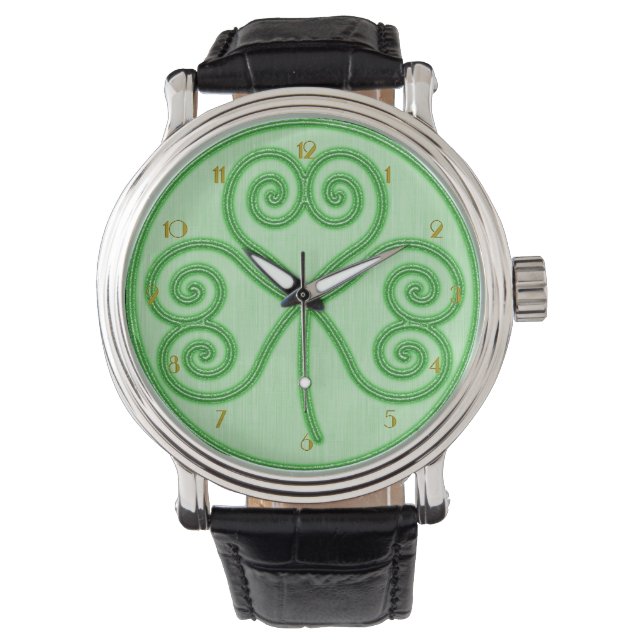Reloj De Pulsera Fondo verde Shamrock Writing Watch (Anverso)