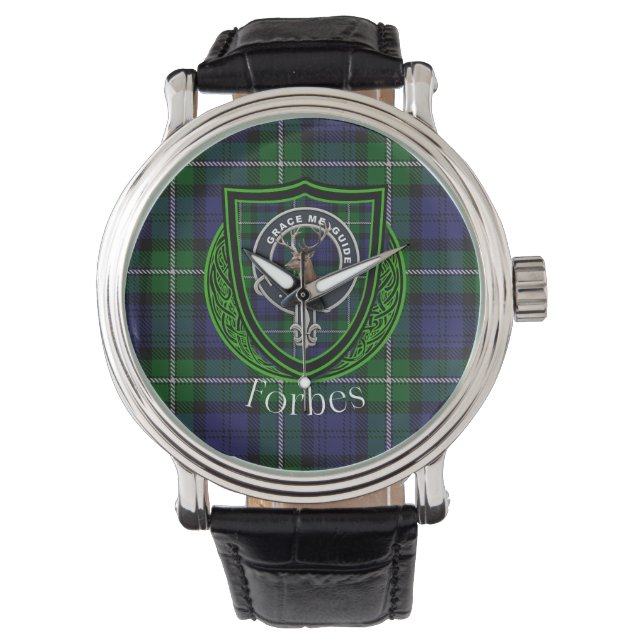 Reloj De Pulsera Forbes Scottish Clan Tartan & Crest (Anverso)
