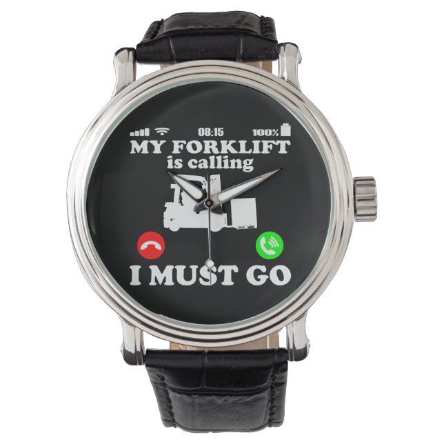 Reloj De Pulsera Forklift Driver truck is Calling Funny Telephone (Anverso)