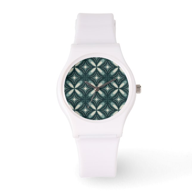 Reloj De Pulsera formas verdes retro (Anverso)