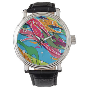 Reloj De Pulsera Formas y líneas abstractas coloridas y de Guay