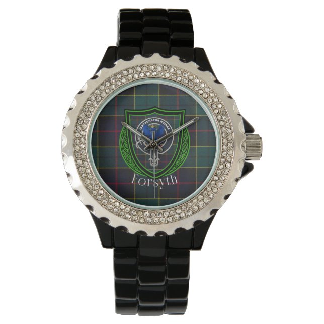Reloj De Pulsera Forsyth Scottish Clan Tartan & Crest (Anverso)