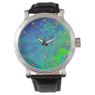 RELOJ DE PULSERA FOTO ABSTRACTA AZUL VERDE OPAL