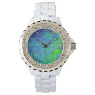 RELOJ DE PULSERA FOTO ABSTRACTA AZUL VERDE OPAL