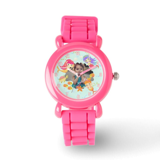 Reloj De Pulsera Foto azul de Mermaids (Anverso)