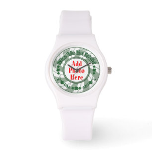 Reloj De Pulsera FOTO Bésame Soy Irlandés - Círculo Rayado Verde