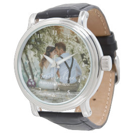 Reloj De Pulsera Foto Boda personalizada con caligrafía moderna