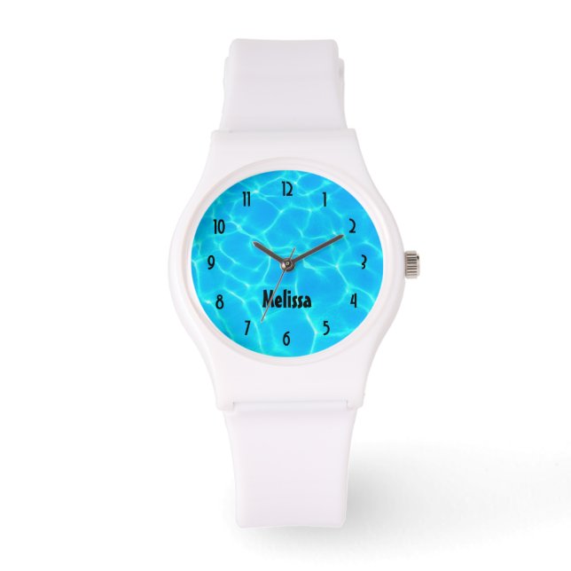 Reloj De Pulsera Foto de agua de piscina azul transparente (Anverso)