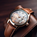 Reloj De Pulsera Foto de aniversario moderno personalizada<br><div class="desc">Diseño elegante con una foto personalizada perfecta para regalos de Navidades,  como regalo del Día del Padre,  aniversario de bodas,  etc.</div>
