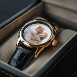 Reloj De Pulsera Foto de aniversario personalizada<br><div class="desc">Diseño elegante con una foto personalizada perfecta para regalos de Navidades,  como regalo del Día del Padre,  aniversario de bodas,  etc.</div>