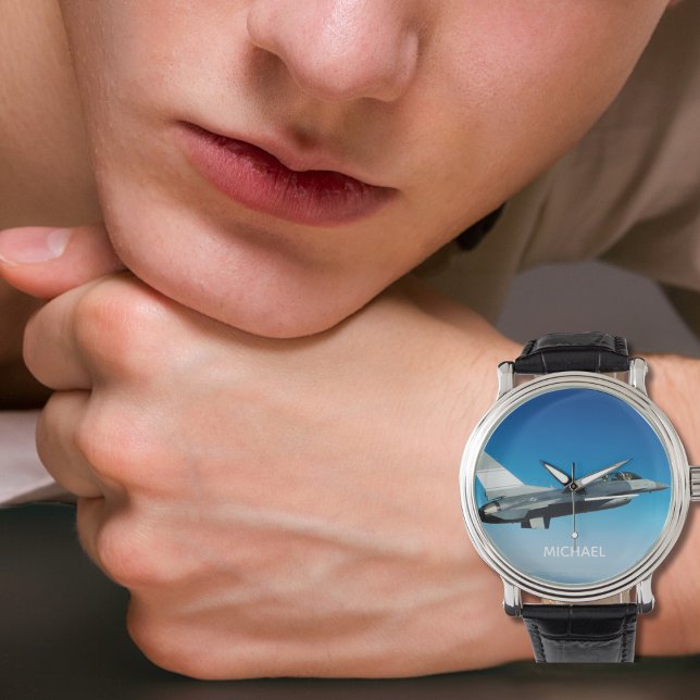 Reloj De Pulsera Foto de avión de combate personalizada con nombre  (Subido por el creador)