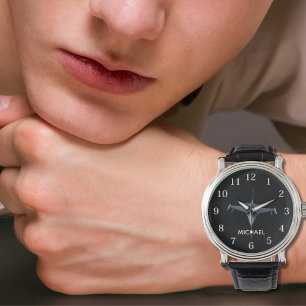 Reloj De Pulsera Foto de avión de combate personalizada con nombre