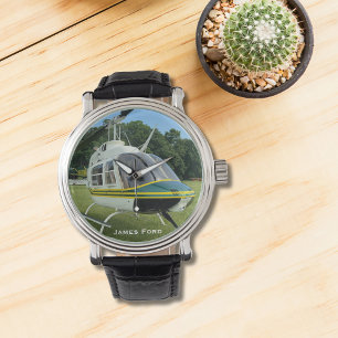 Reloj De Pulsera Foto de avión de helicóptero, aviación, personaliz